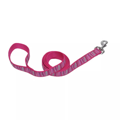 Coastal Ribbon Dog Leash (Medium/Large - 1 X 6', Pink Flamingo Stripe)