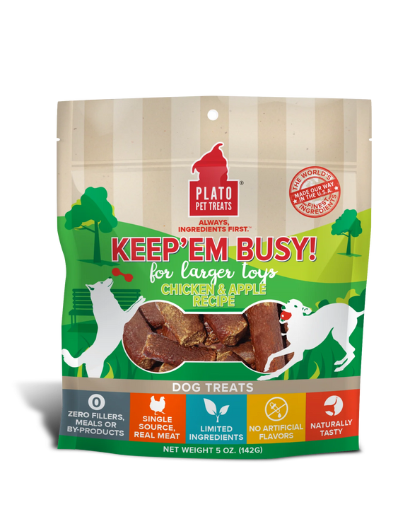 Plato Keep’Em Busy Chicken & Apple Meat Sticks for Larger Toys